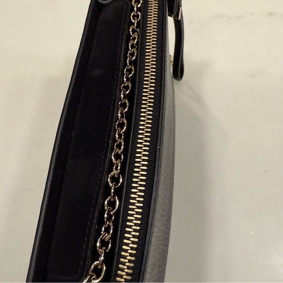 Henri Bendel Tilda Crossbody / Clutch Bag Black Pebble Leather Gold Chain Strap - Picture 5 of 15